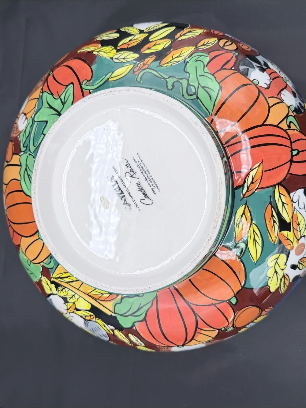 Catzilla 2001 Candace Reiter Large Mixing/Serving Bowl 12” Cats Pumpkins